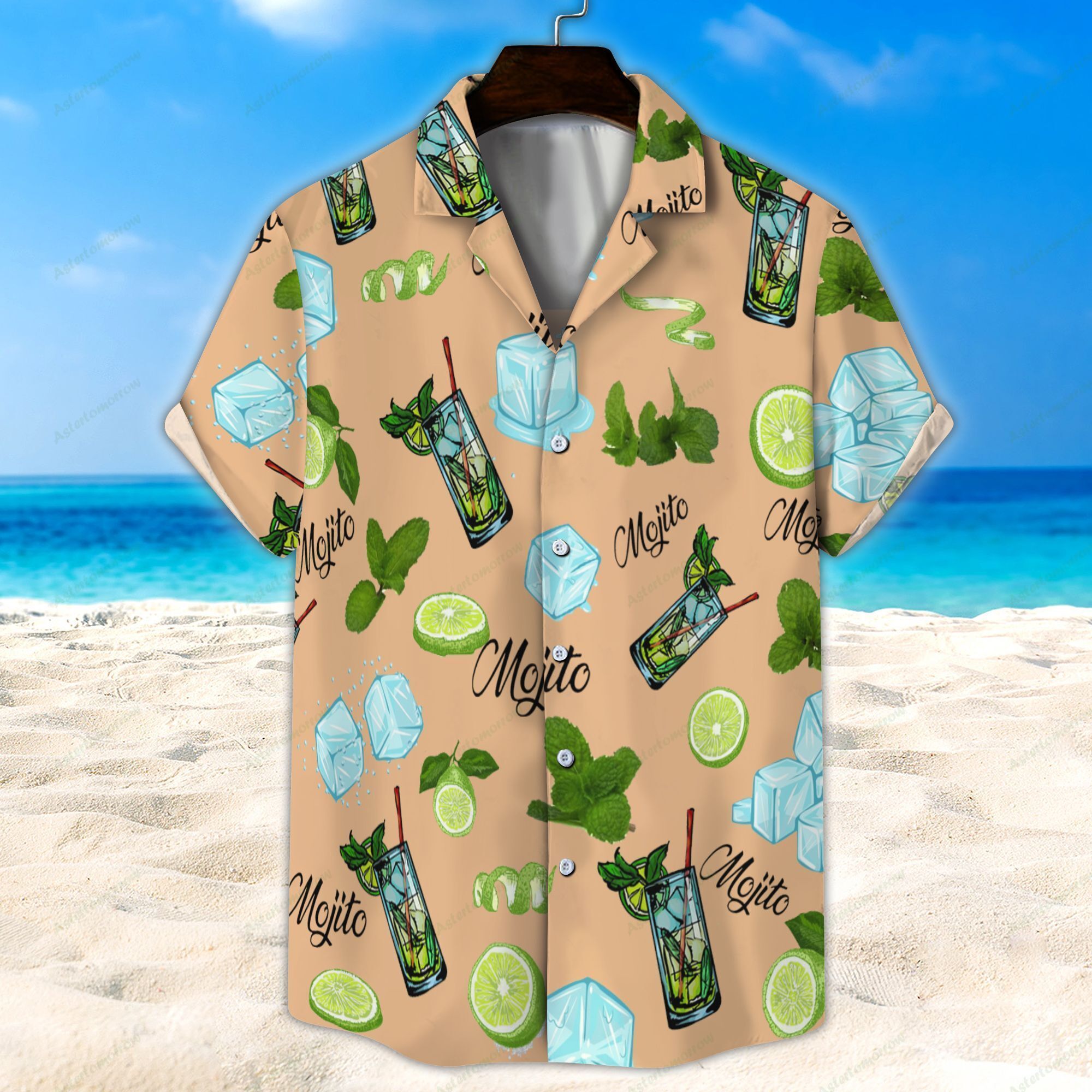 Light Orange Mojito Cocktail Unisex Hawaiian Shirt Beach Hawaiian Ha15845