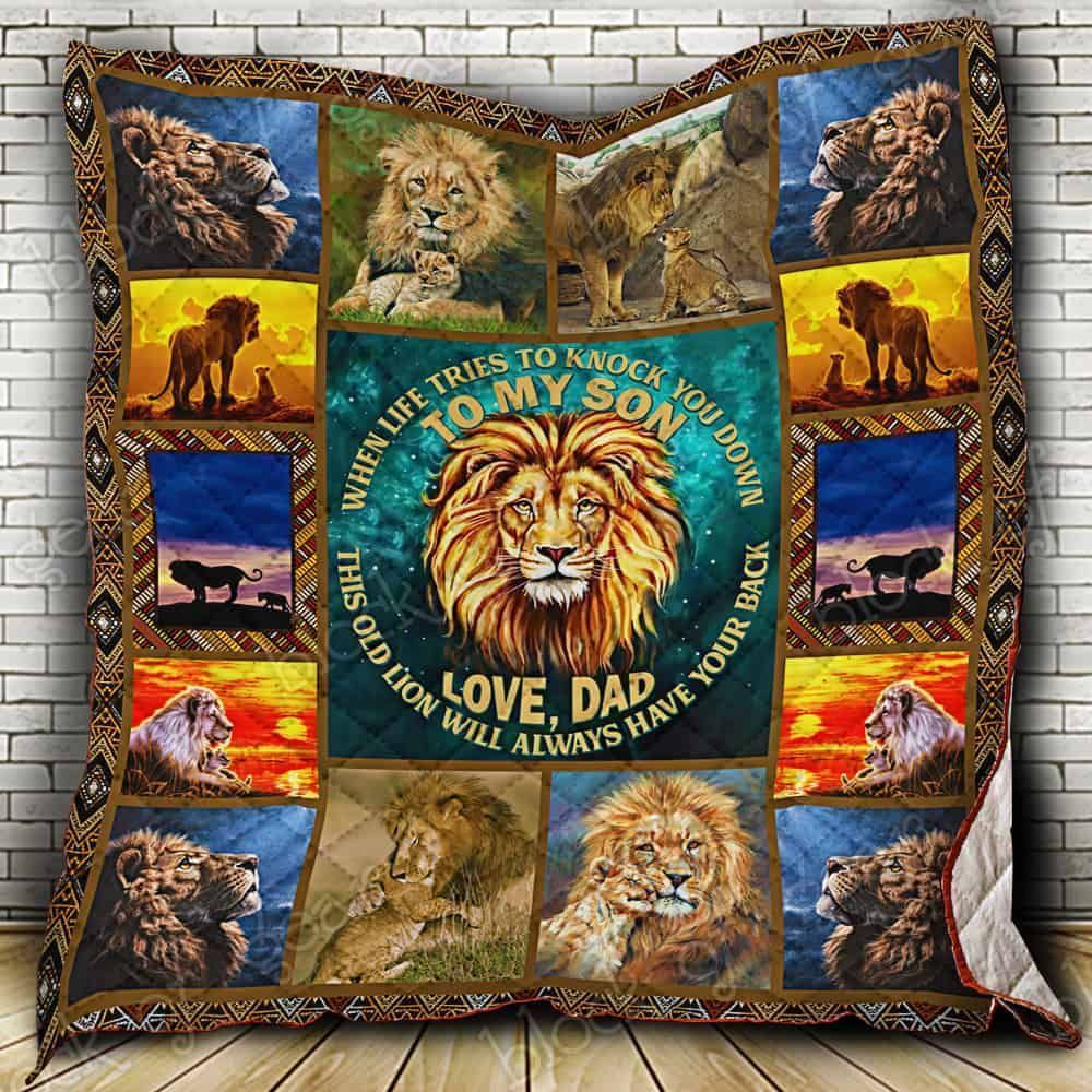 To My Son Lion  When Life Tries To Knock You Down  Quilt Blanket