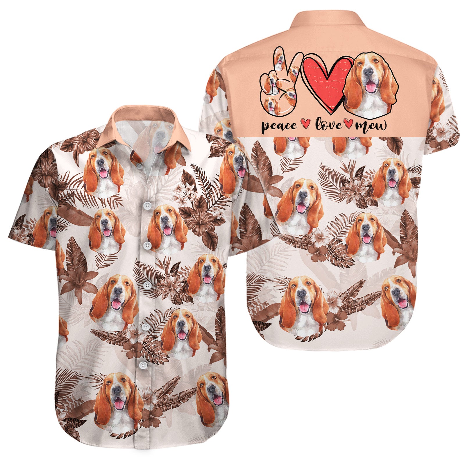 Basset Hound Summer Tropical Button Shirt, Basset Hound Button Shirt, Basset Hound Summer Hawaiian Shirt, Dog Hawaiian Shirt, Summer Tropical Shirt