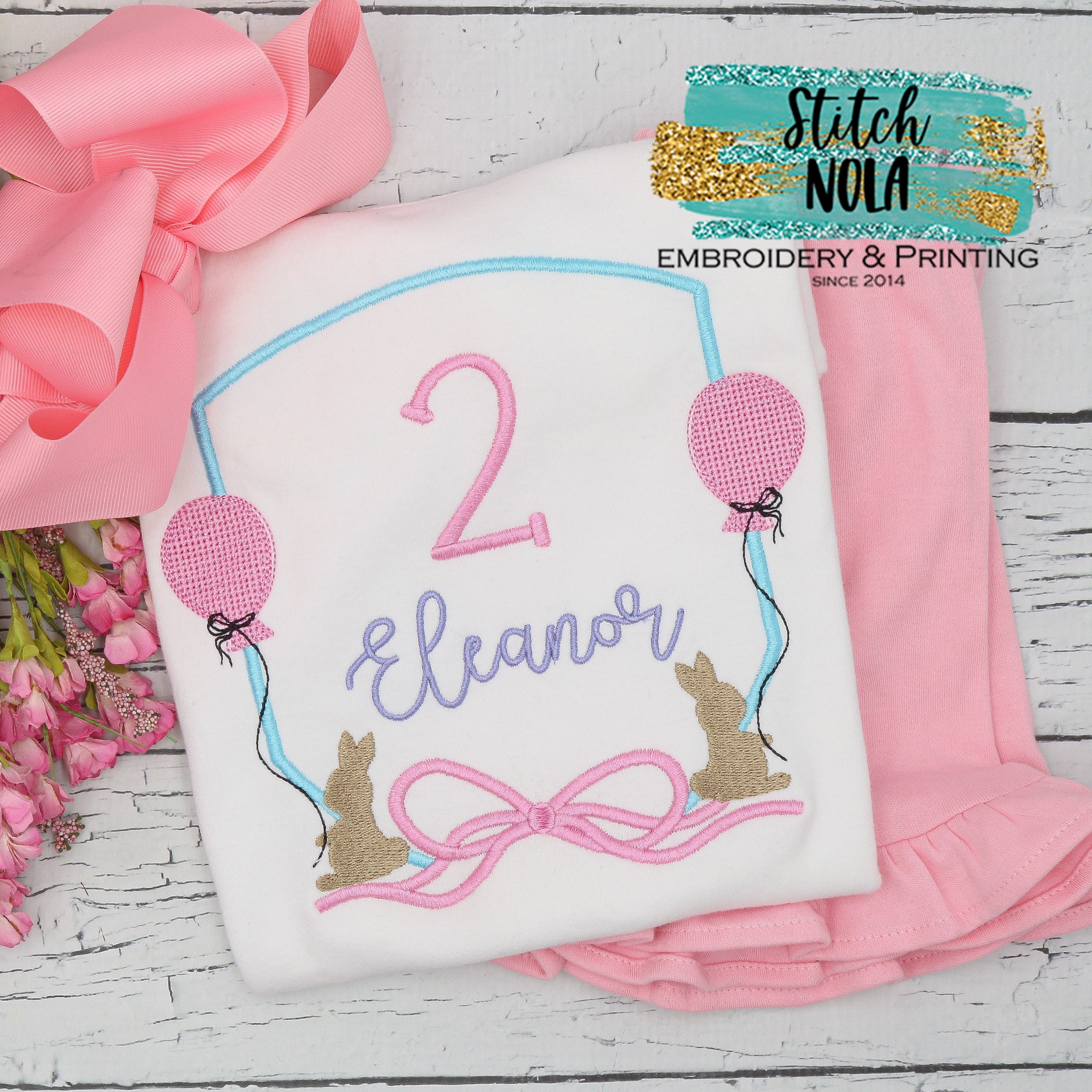 Personalized Easter Bunny Frame With Monogram Sketch Shirt