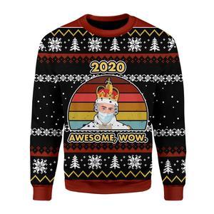 2020 Awesome Wow Ugly Christmas Sweater | Unisex | Full Size | Adult | Colorful | US3509