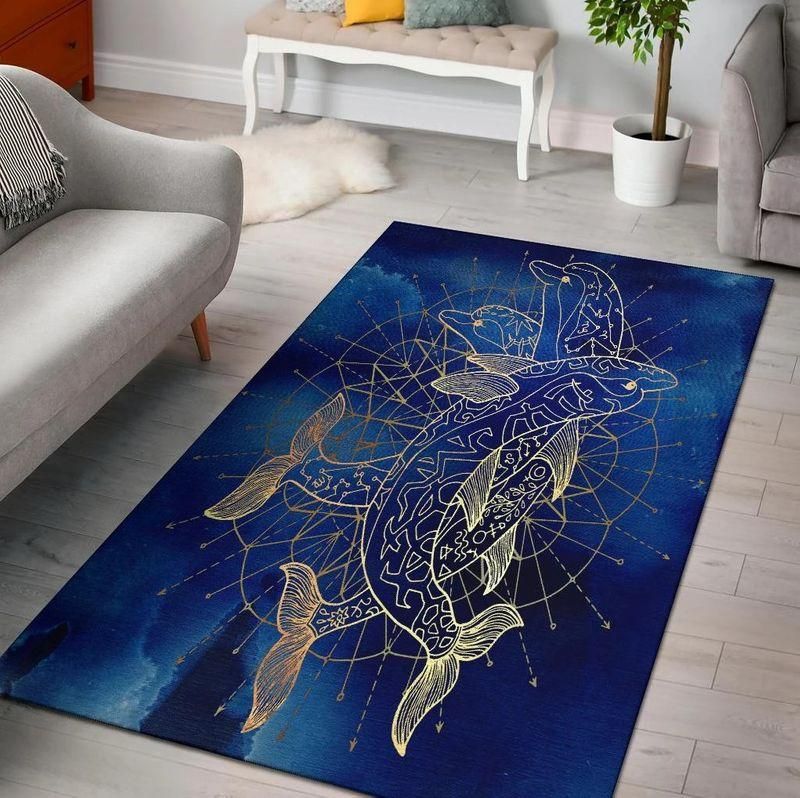 Golden Dolphin Rectangle Rug 5, Area Rugs