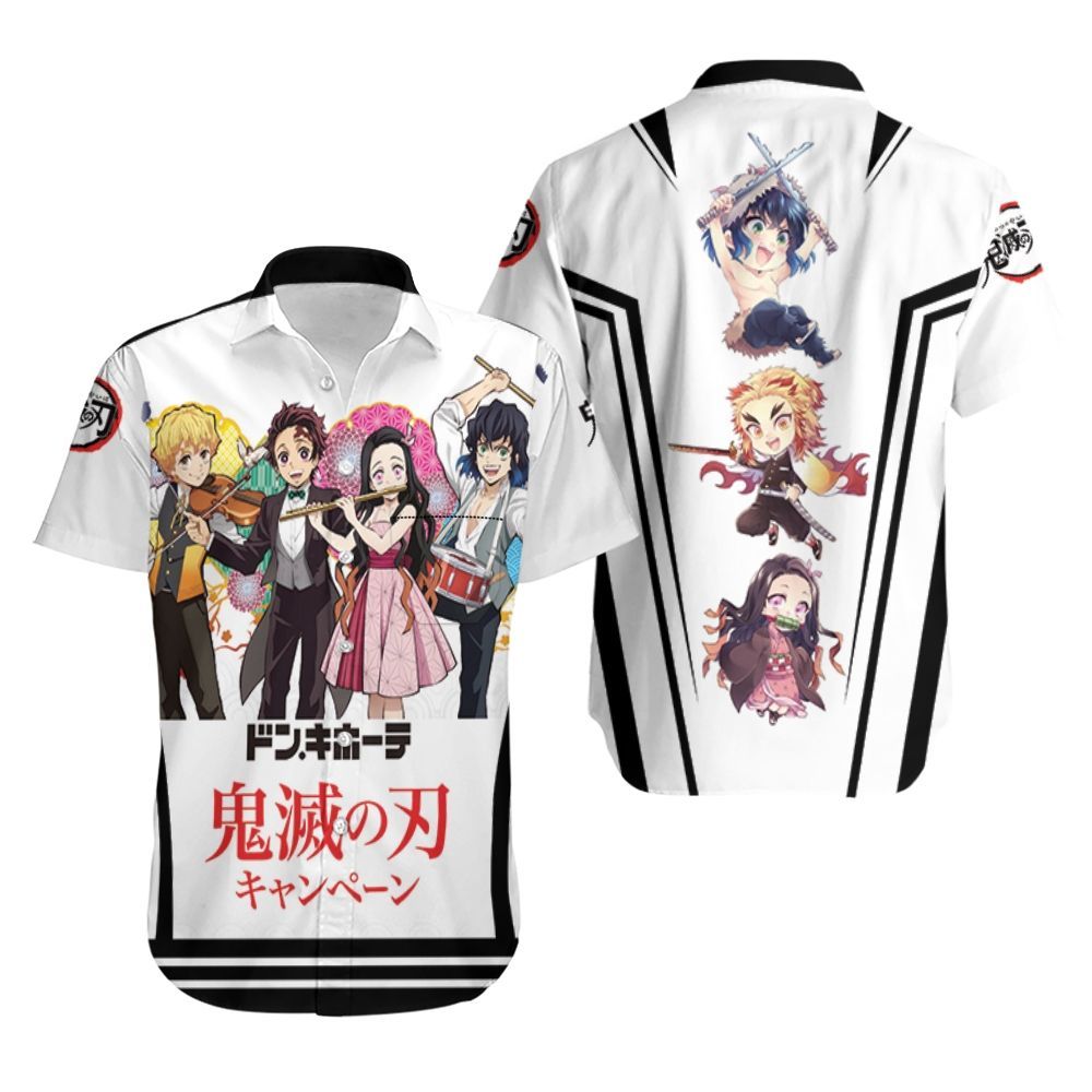 Agatsuma Zenitsu Kamado Tanjiro Kamado Nezuko Tomioka Giyu Play Musician Kimetsu No Yaiba Hawaiian Shirt