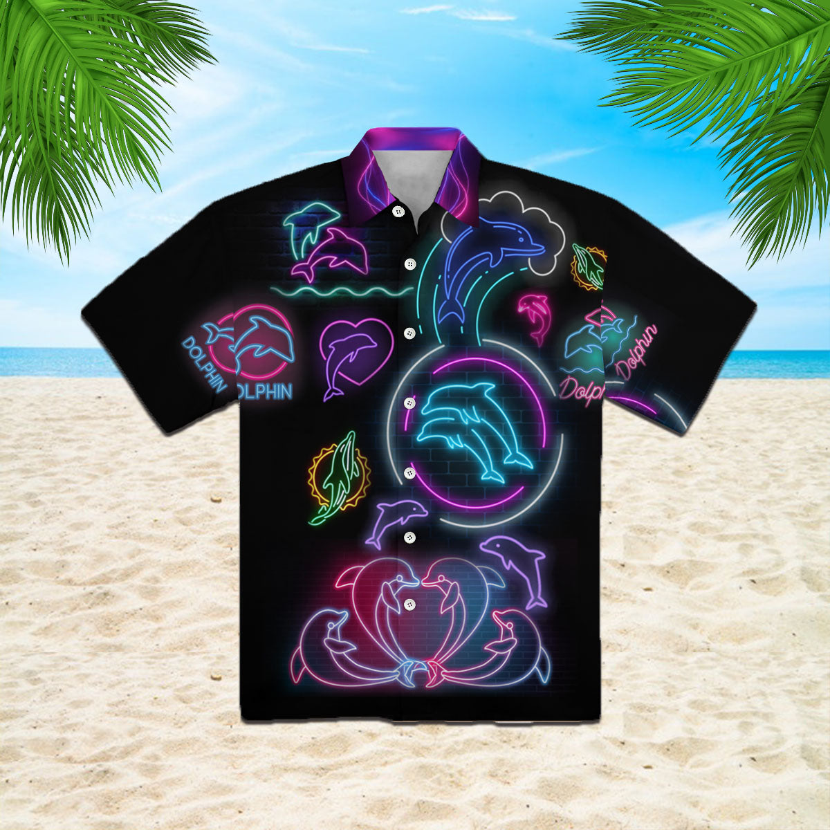 Oragontee Neon Dolphin Hawaiian Shirt | For Men & Women | Adult | Wt1101