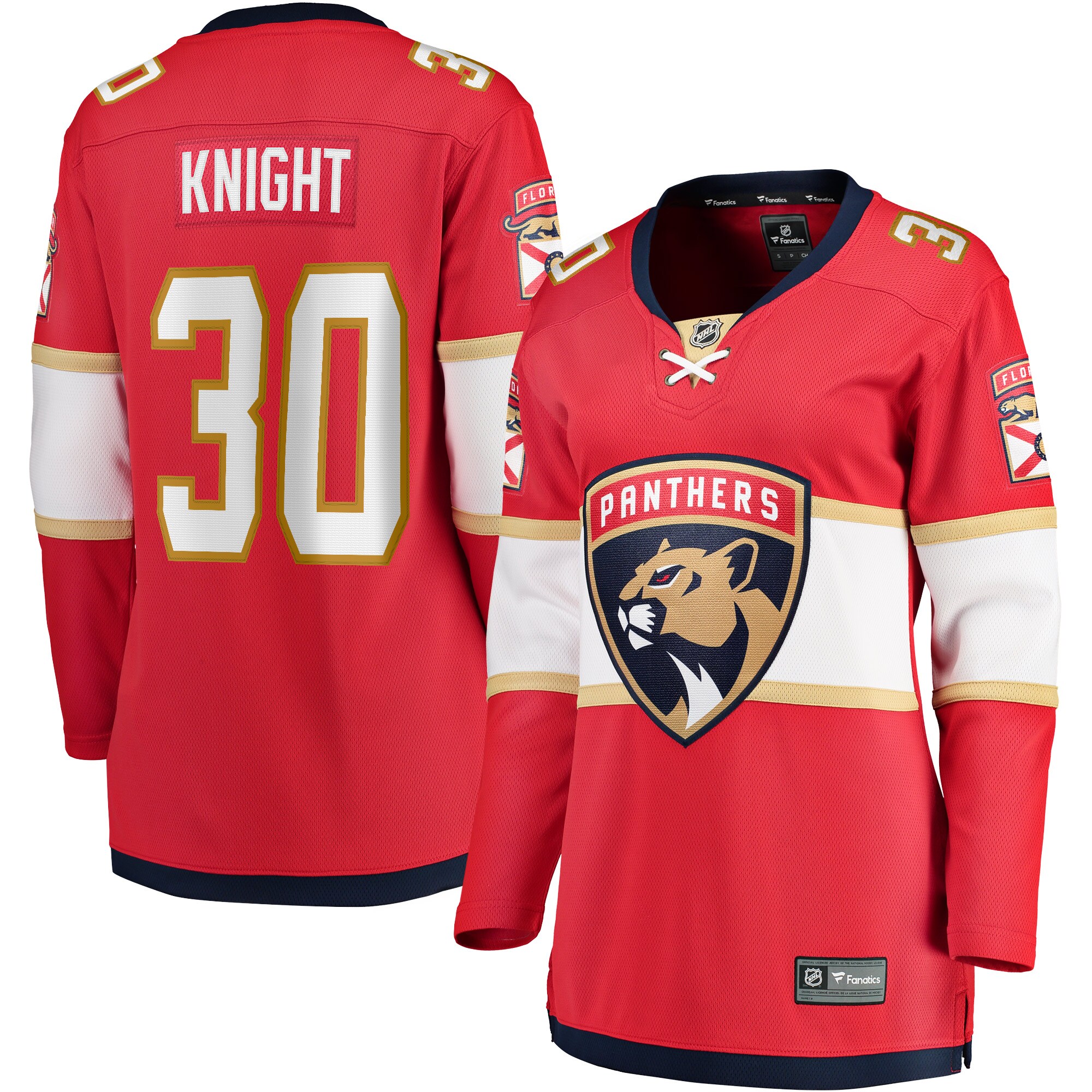 Women's Florida Panthers Spencer Knight Red 2017/18 Home Breakaway Jersey