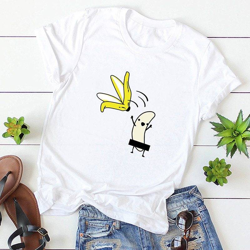 Cotton T-Shirt Banana Cartoon Print Short Sleeve Cute shirt