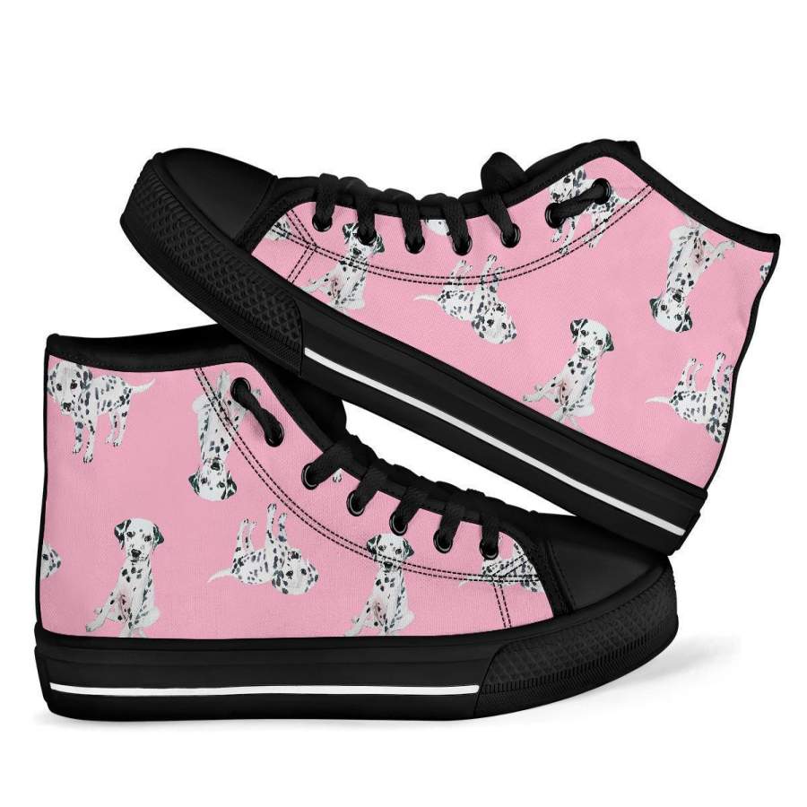 Puppy Dog Dalmatian Pattern Print Men Women’s High Top Shoes