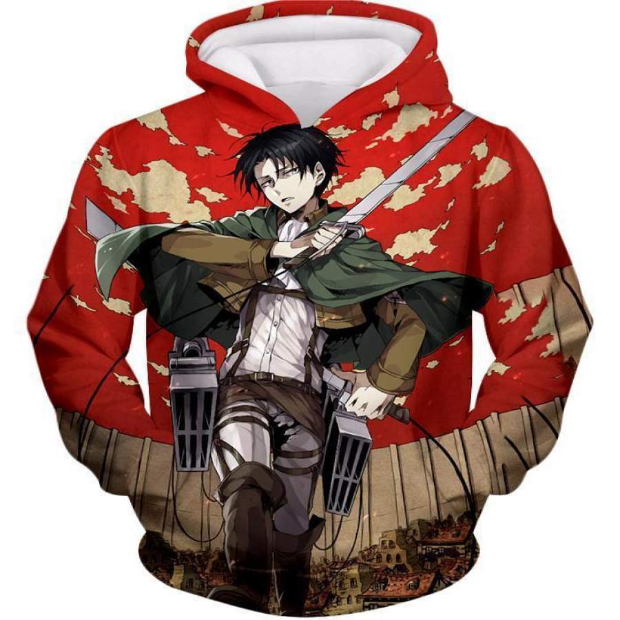 Attack On Titan Hoodie - Attack On Titan Incredible Captain Levi Action Anime Promo Hoodie Animood Collections