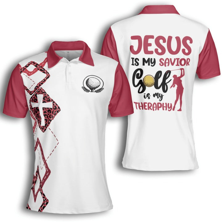 Golf God Savior Golf Therapy Short Sleeve Woman Polo Shirt