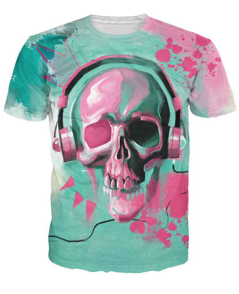 3D Print Skull Headphone Candy T-Shirt