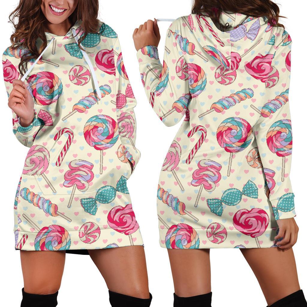 Candy Pattern Print Design Ca04 Women Hoodie Dress