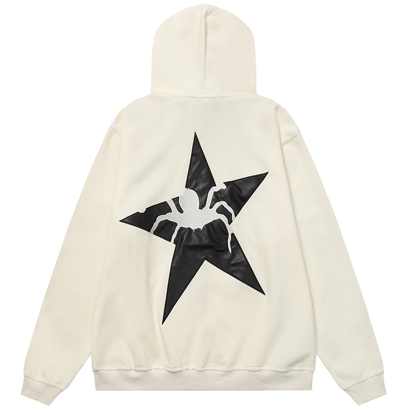 Lemandik® Oversize Zipper Hoodie Flocked Spiders