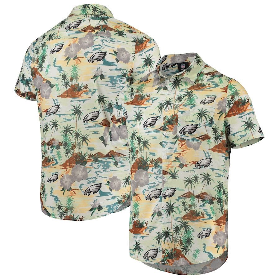 Philadelphia Eagles Cream Paradise Floral Hawaii Shirt Ha9825