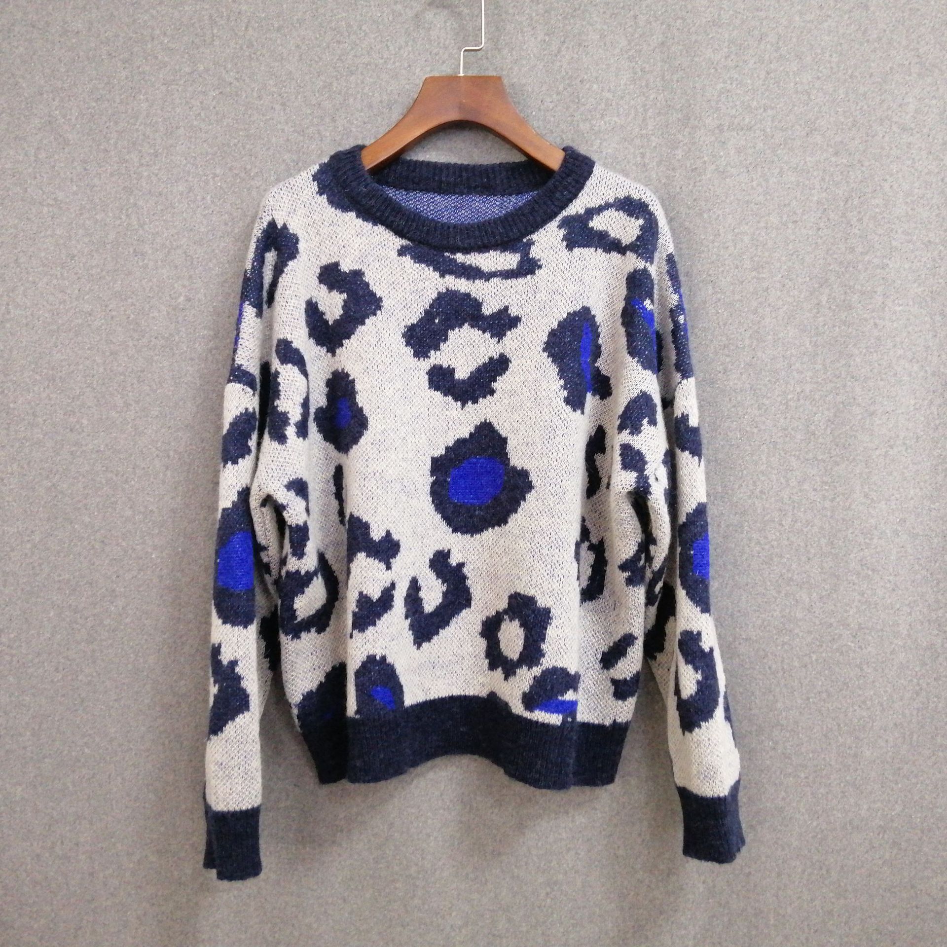 New Leopard Print O-Neck sweater Knit ladies