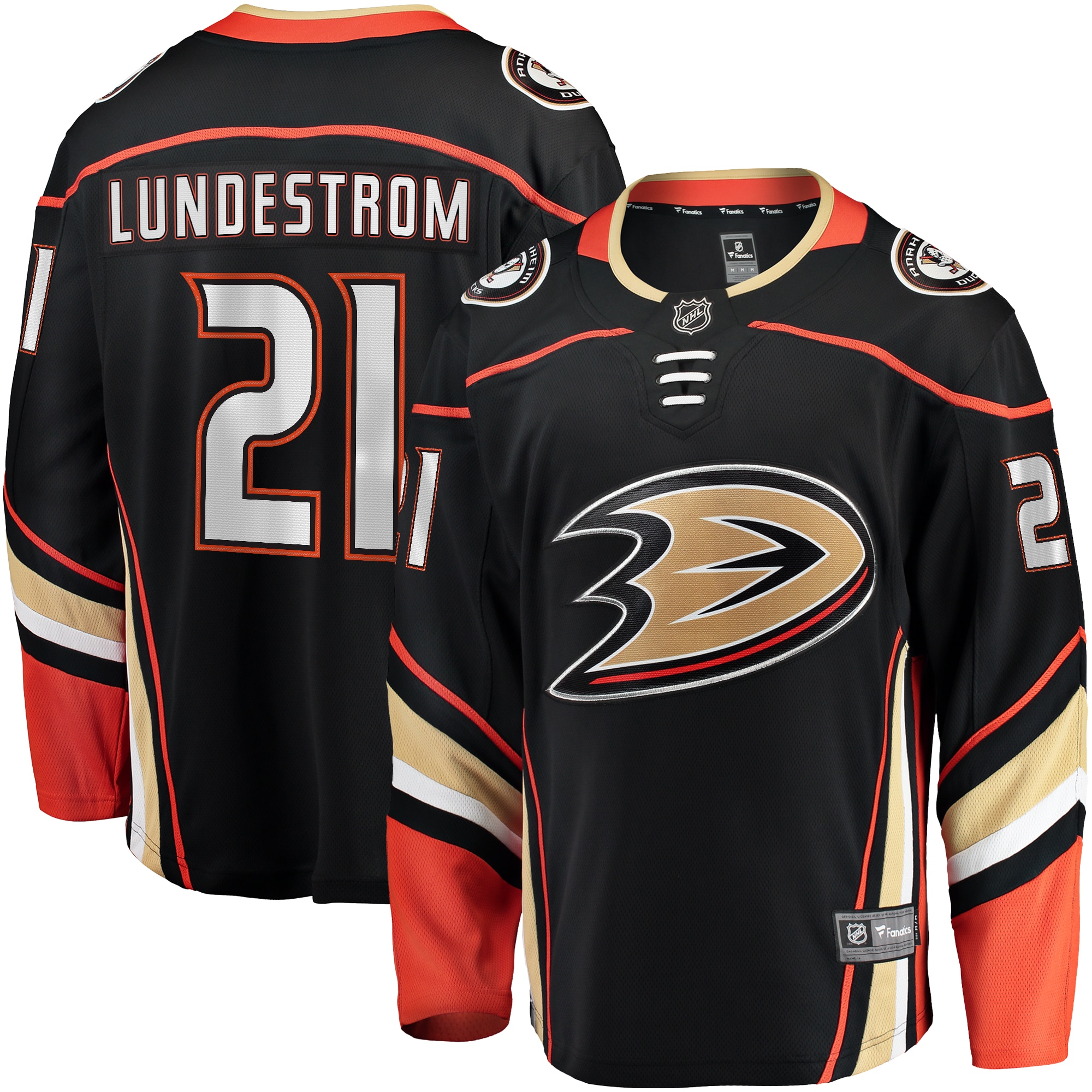 Isac Lundestrom Anaheim Ducks Branded Home Breakaway Jersey – Black