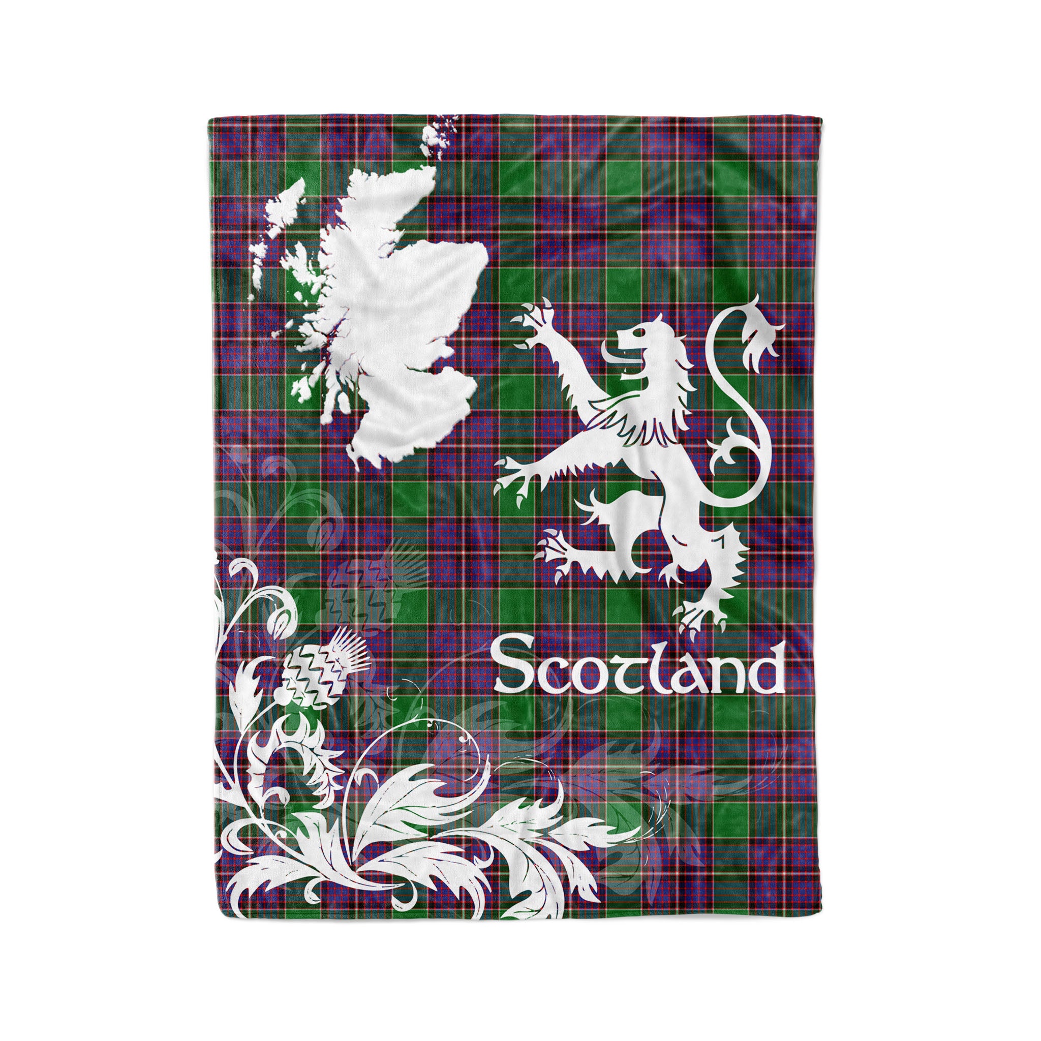 Tartan Plaid Fleece Blanket Tartan Blanket Thistle And Lion Scottish Clan Logan Plaid Blanket