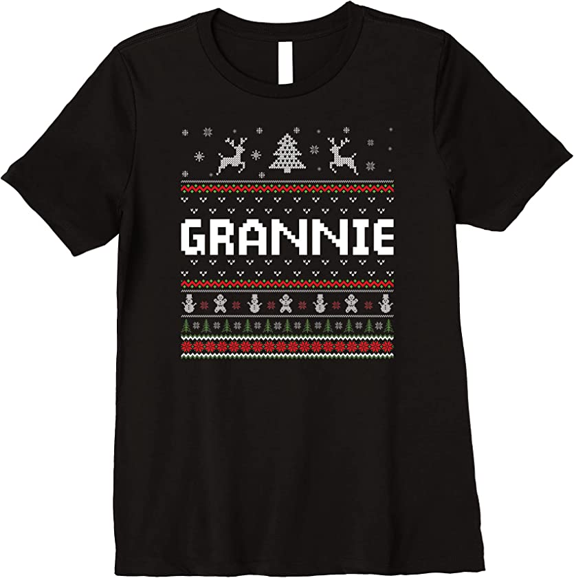 Womens Grannie Ugly Holiday Party Matching Ugly Christmas Sweater Premium T-Shirt