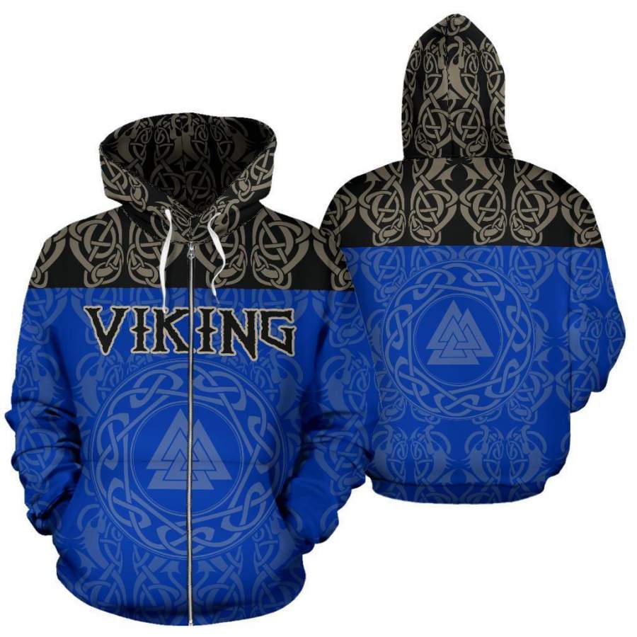 Viking All Over Zip-Up Hoodie – Valknut – BN10