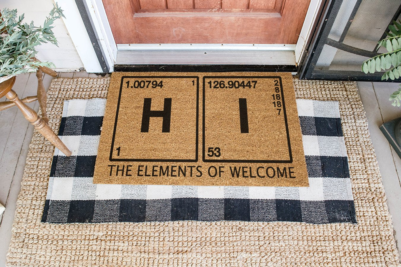 Hi-The Elements Of Welcome Coir Pattern All Over Printing Doormat Pre2211