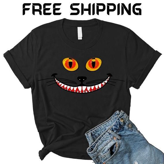 Scary And Funny Cat Face Cartoon Shirt Cute Cat Shirt Cat Shirt Kitty Kitten Shirt Cat Women S Ladies Shirt Men S Cat Shirt