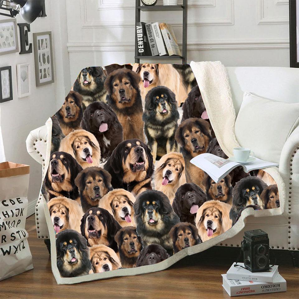 Tibetan Mastiff A Bunch Of Dogs Blanket Design Dog Face Printed Blanket