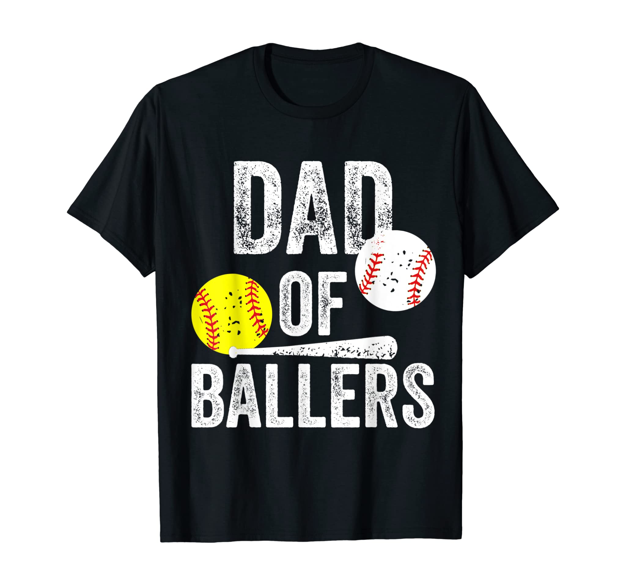 Mens Dad of Ballers T Shirt Funny Baseball Softball Gift from Son