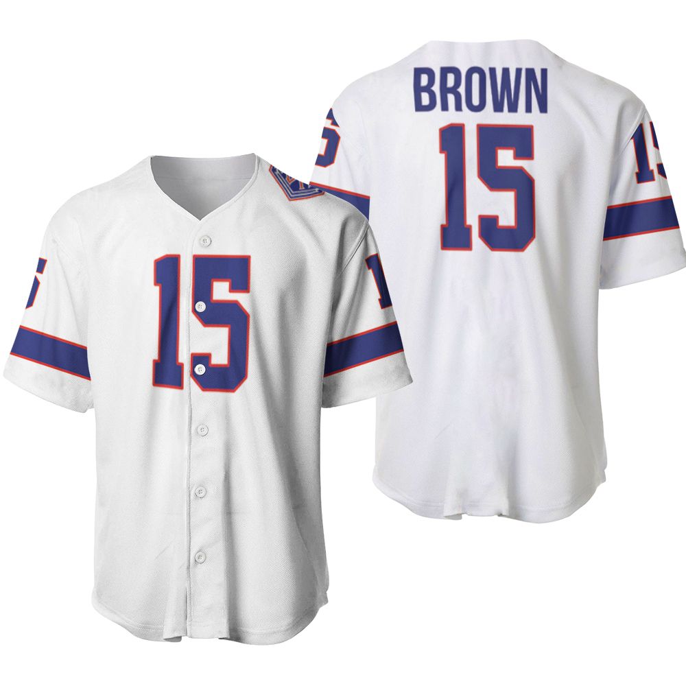 Buffalo Bills John Brown #15 Great Player NFL American Football Team White Vintage 3D Designed Allover Gift For Bills Fans Baseball Jersey