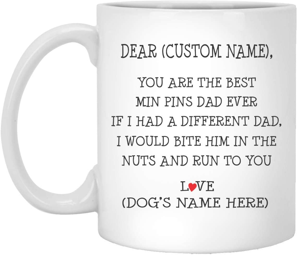 Min Pins Gifts For Men, Best Min Pins Dad Ever, Personalized Min Pins Mug, Min Pins Dad Mug, Gifts For Father Day