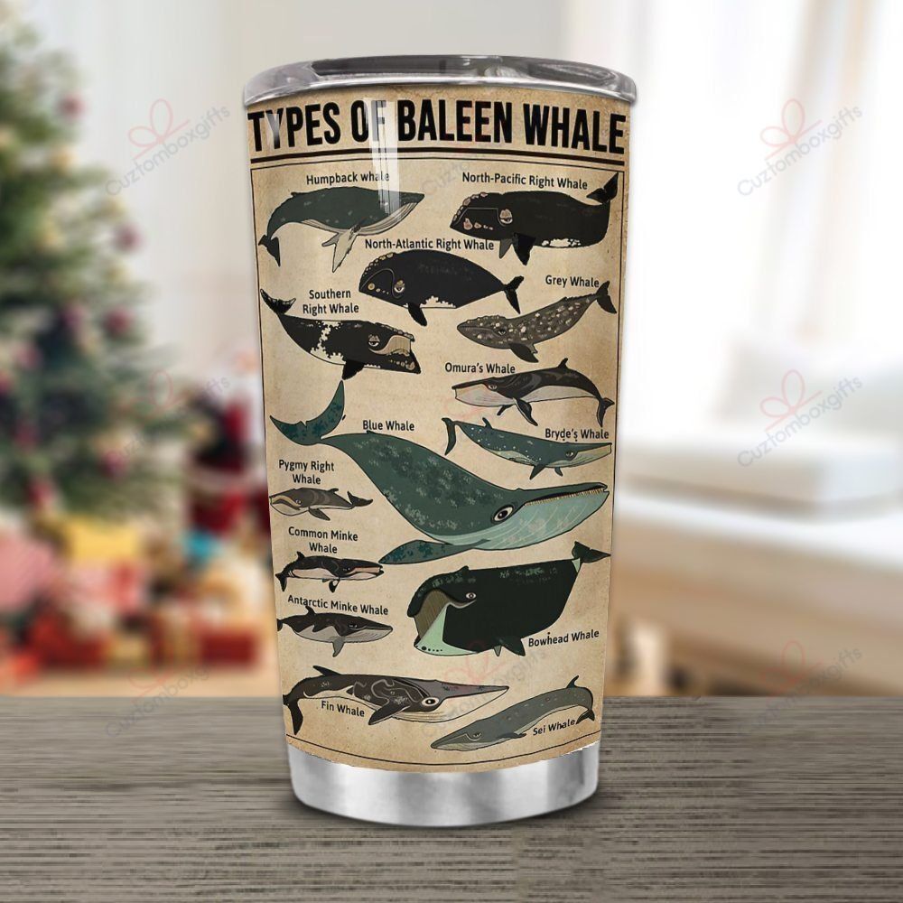 Personalized Baleen Whale Stainless Steel Tumbler Customize Name, Text, Number