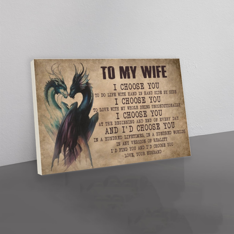 dragon canvas husband to wife i choose you to do life with hand in hand