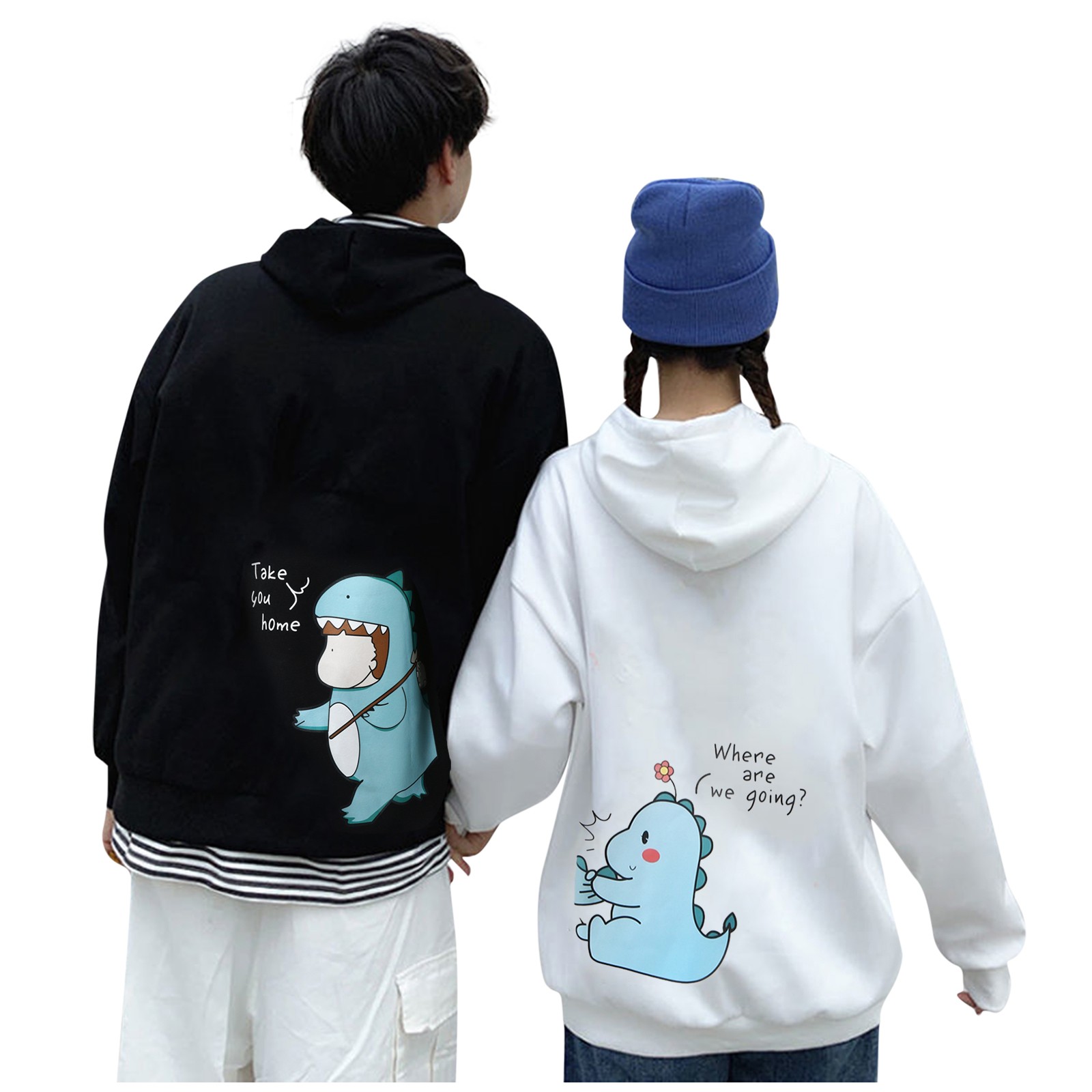 Casual Autumn Pullovers for Lovers Matching Sweatshirt Kawaii Hoody Couple Dinosaur Hoodie Men Women Harajuku Amine Sweatshirts alx