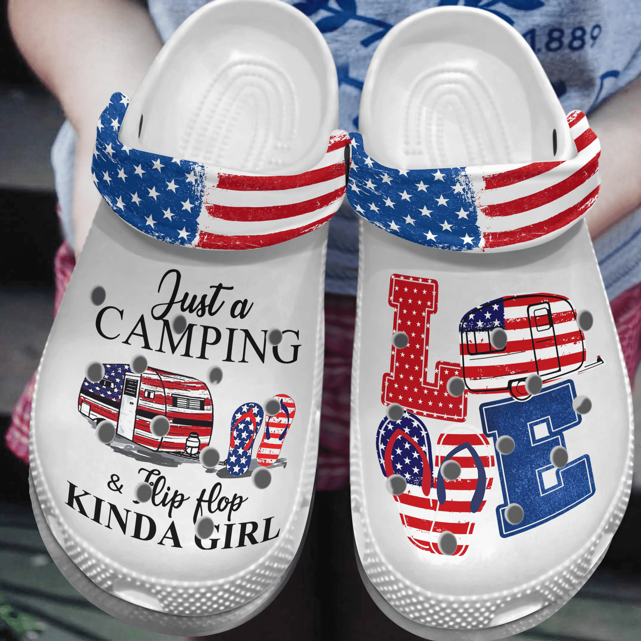 Camping And Flip Flop Kinda Girl Personalized Clog, Custom Name, Text, Color, Number Fashion Style For Women, Men, Kid, Print 3D