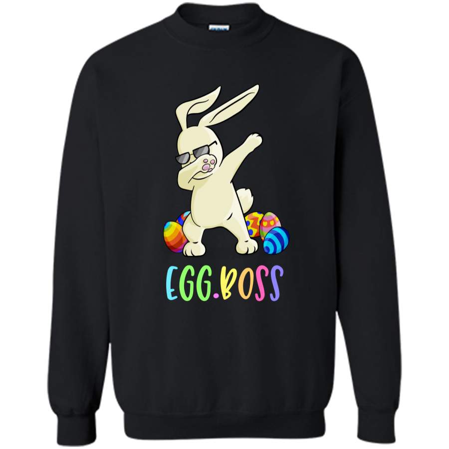 Dabbing Egg Boss Easter Bunny T-Shirt Easter Shirt Printed Crewneck Pullover Sweatshirt 8 oz