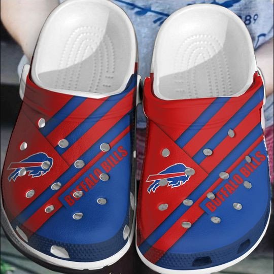 Buffalow Bills Logo Red Stripe Crocss Classic Clogs Shoes In Blue For Men Women Kids