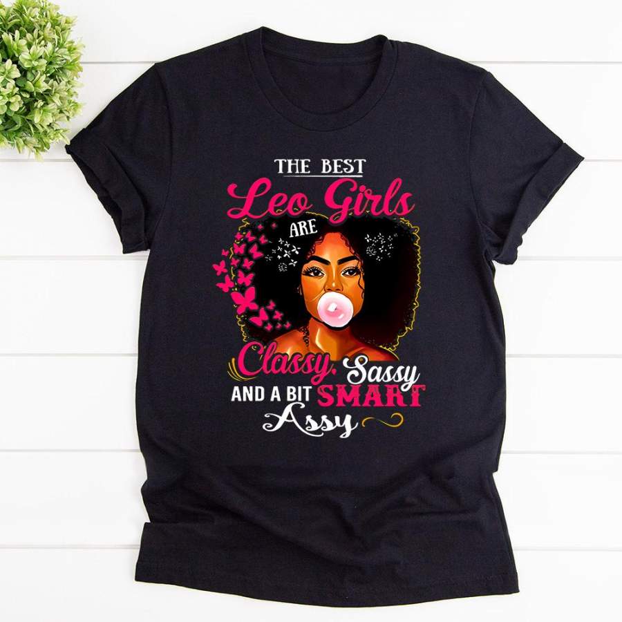 The best leo girls smart assy afro black girl pink butterfly black cotton t shirt for men and women S-6XL