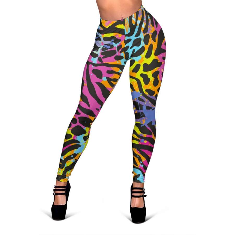 Colorful Zebra Leopard Pattern Print Women’s Leggings