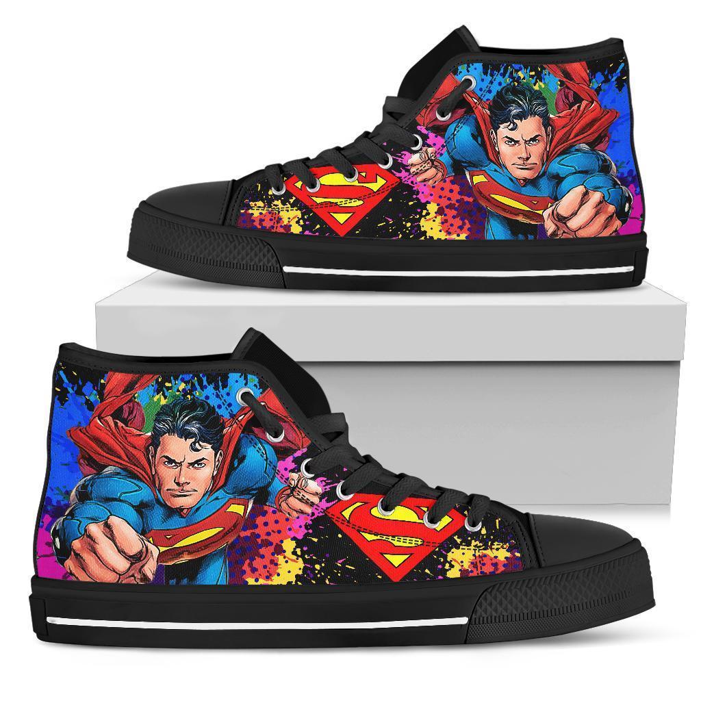 Superman Comic Sneakers High Top Shoes Fan Gift Idea