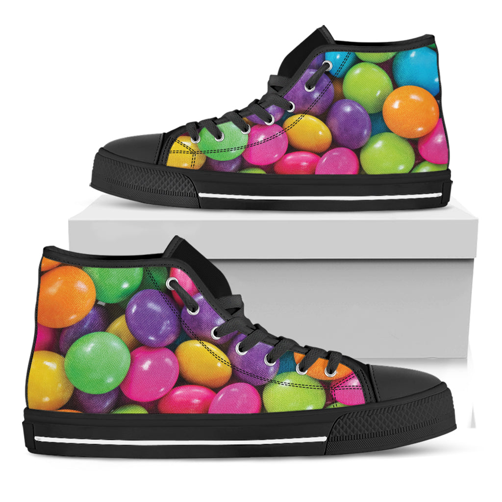 Colorful Chocolate Candy Print Black High Top Shoes