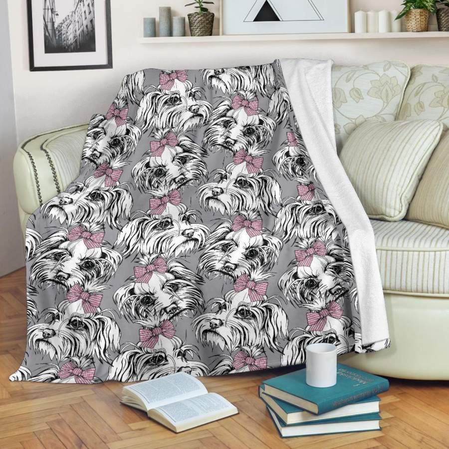 Maltese Puppy Dog Pattern Print Blanket