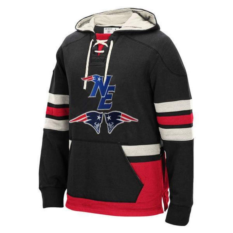 New England Patriots Laced Hockey style Hoodie Sweatshirt