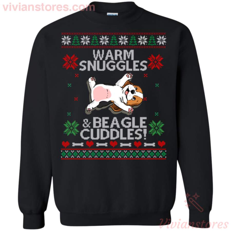 Warm Snuggles and Beagle Cuddles Ugly Christmas Sweatshirt