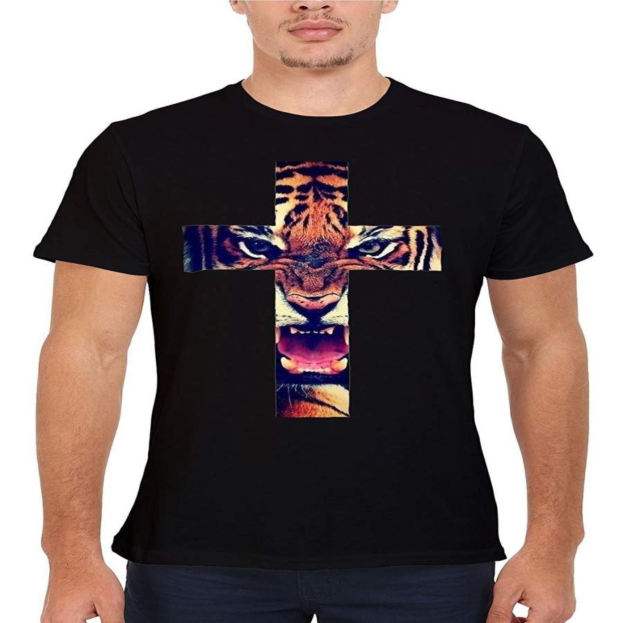 Leopard Cross Roar Meow Big Cat Novelty Men T Shirt Graphic T-Shirt