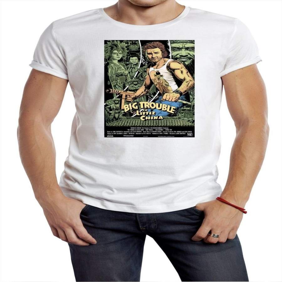 Big Trouble Tshirt Movie 80S Poster Classic Tee Retro China Jack Dempsey Green Printed Men T-Shirt Short Sleeve Funny Tee Shirts