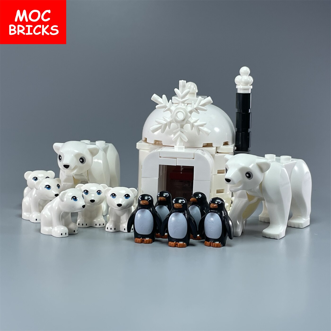 MOC Bricks Ice Animal Polar Penguin Beach Building Blocks Assembled Toys For Children Education Gifts alx