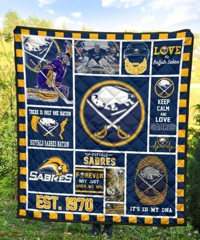 Buffalo Sabres Hockey Quilt Blanket Fan Gift