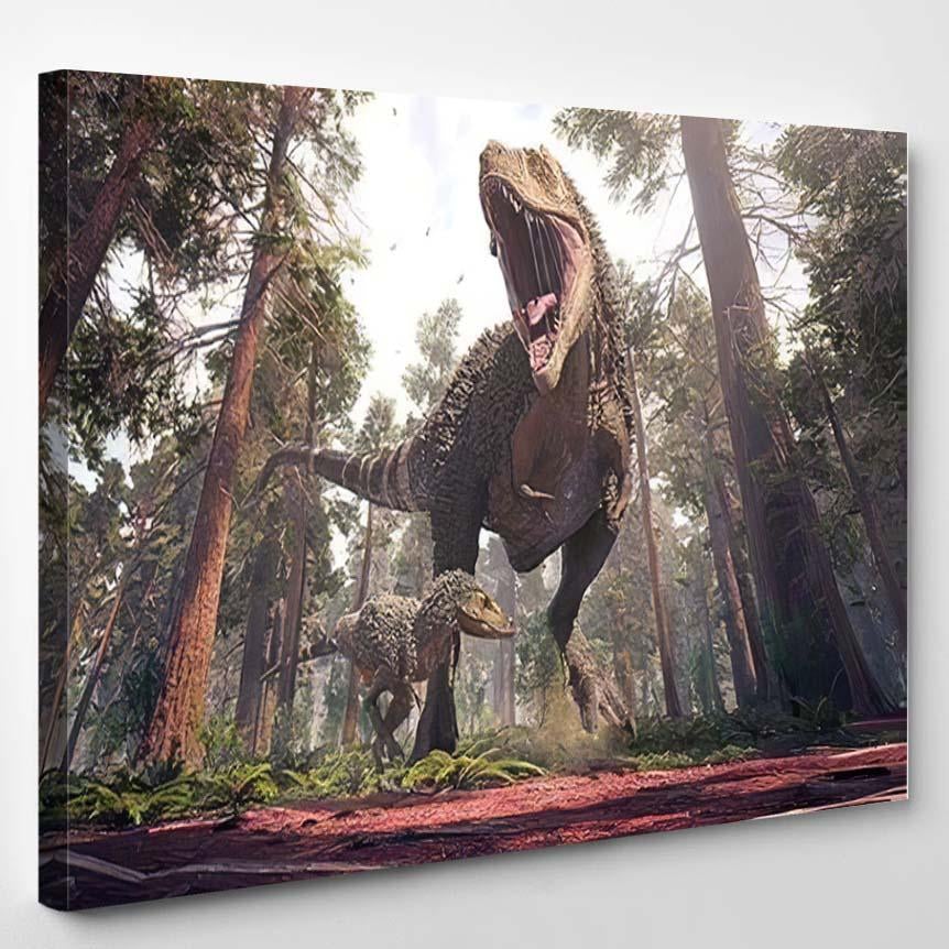 3D Rendering Tyrannosaurus Rex Young One – Dinosaur Animals Canvas Print