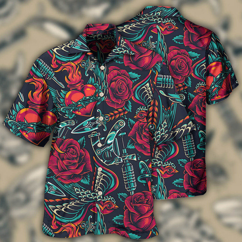 Tattoo Rose Heart Hawaii Shirt Ha19127