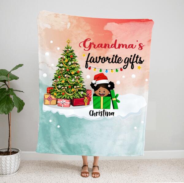 Personalized Grandma Fleece Blanket – Christmas Gift Ideas For Grandma – Up To 8 Kids