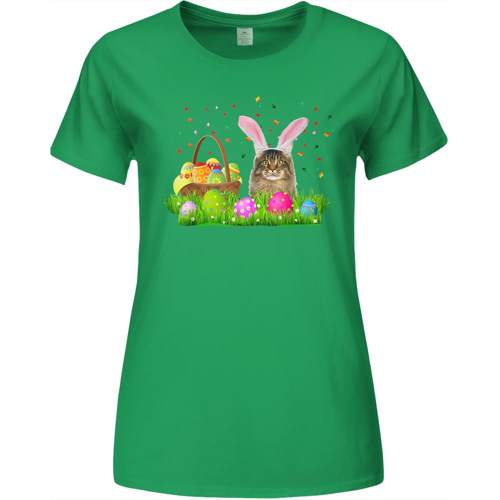 Bunny Maine Coon Cat Easter Maine Coon Cat Lover Premium Womens Tshirts