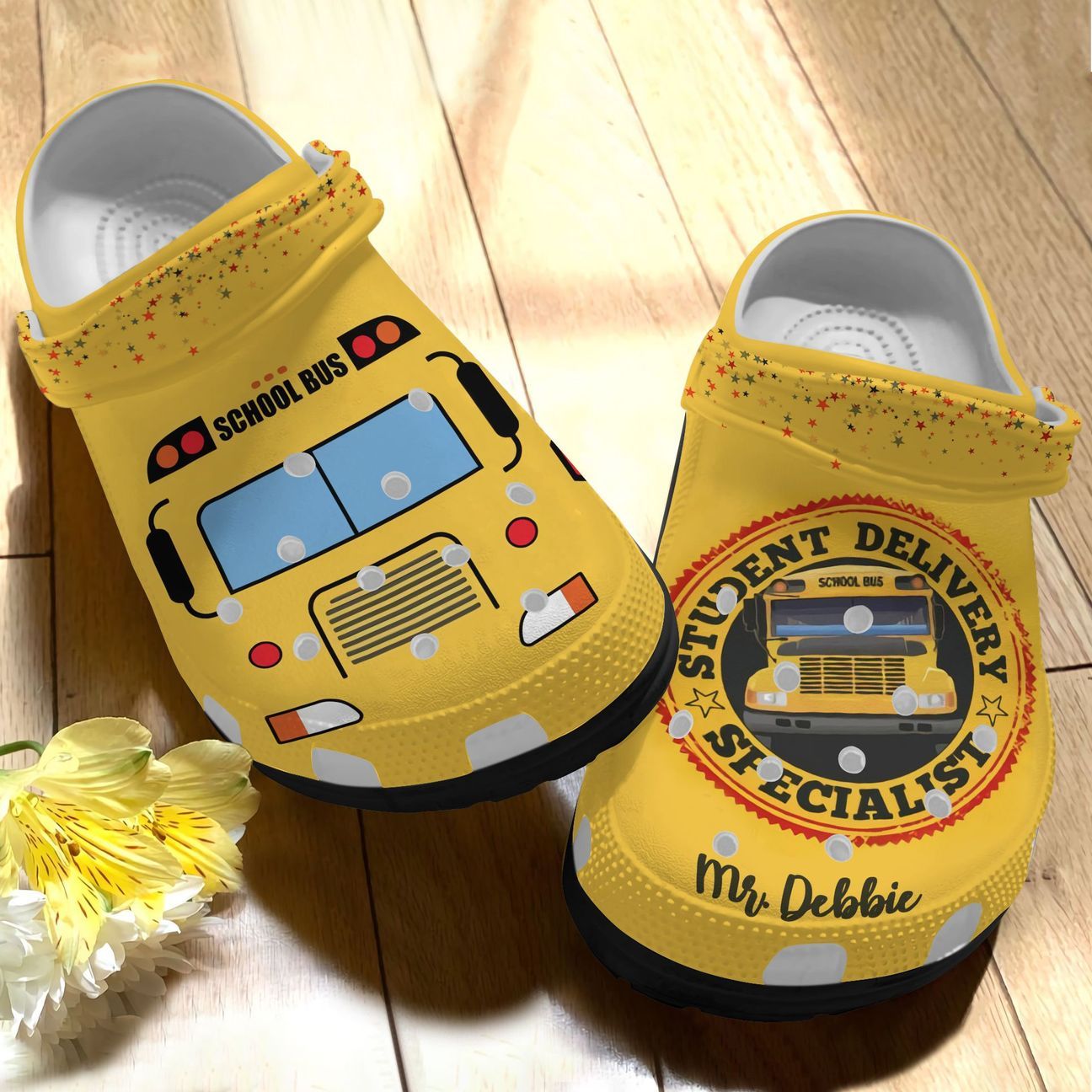 School Bus Driver Personalized Clog, Custom Name, Text, Color, Number Fashion Style For Women, Men, Kid, Print 3D Student Delivery Specialist